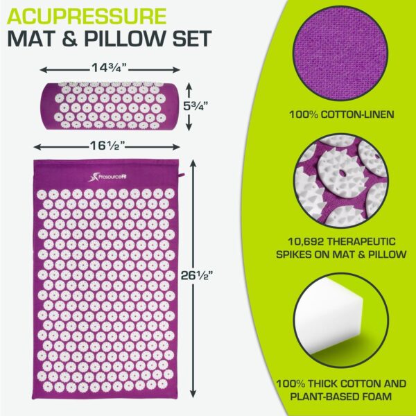ProsourceFit Acupressure Mat and Pillow Set for Back/Neck Pain Relief and Muscle Relaxation, Orange - Image 3