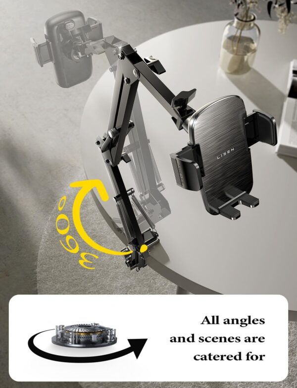 LISEN Phone Holder for Bed Desk [3rd Upgrade] Cell Phone Stand for Desk,Recording iPhone Mount for Gooseneck iPhone Holder for Filming Camera Laying Down,Bed Accessories Flexible Arm Clamp Clip Stand - Image 10