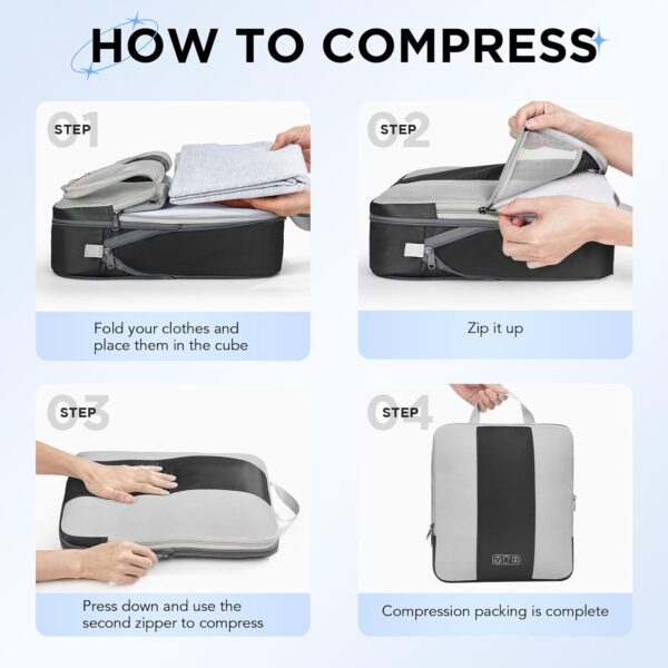 10 Set Compression Packing Cubes for Travel Essentials,Compressible Expandable Packing Cubes for Suitcase,OlarHike Luggage Organizer Bags for Travel,Handy Helper for Organizing Clothes(Black) - Image 4