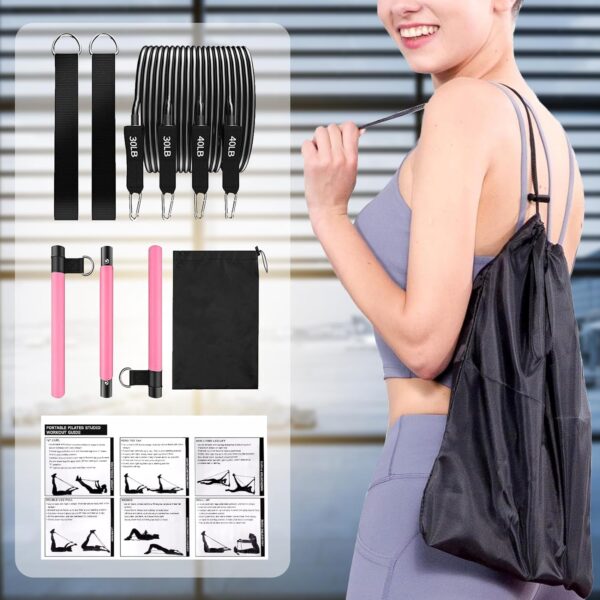 Pilates Bar Kit with Resistance Bands,Pilates Bar with Stackable Bands Workout Equipment for Legs,Hip,Waist and Arm,Exercise Fitness Equipment for Women & Men Home Gym Yoga Pilates - Image 6