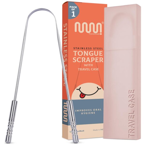 MasterMedi Tongue Scraper with Case Easy to Use Tongue Scraper for Adults, Tongue Cleaner for Oral Care & Hygiene (Single Pack (with Travel Case)) - Image 2