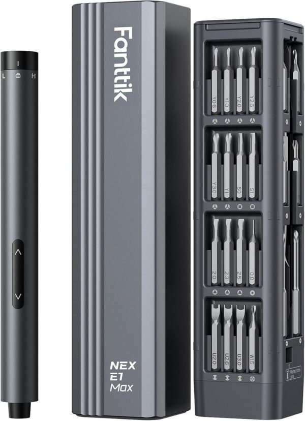 Fanttik E1 Max 3.7V Electric Screwdriver, Mini Precision Screwdriver Set, 50 Magnetic Bits, Magnetic Storage, 5/32‘’Hex, Repair Tool Kit for Electronics Phone Camera Laptop Watch (Grey) - Image 2