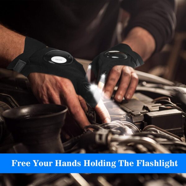 LED Flashlight Gloves, Gifts for Men Him Boyfriend Husband, Cool Gadget Finger Lights Waterproof for Camping Fishing Repairing, Fathers Day Christmas Birthday Gift - Image 4