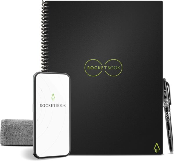 Rocketbook Core Reusable Spiral Notebook, Letter Size 8.5x11, Black - Dotted Pages, App-Connected, Erasable, Durable Cover, Ideal for School, Work, and Creative Projects - Image 2
