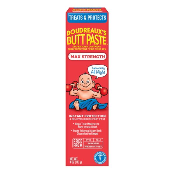 Boudreaux's Butt Paste Maximum Strength Diaper Rash Cream, Ointment for Baby, 4 oz Tube - Image 2