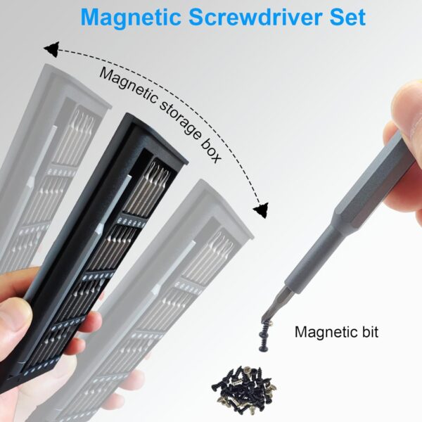Precision Screwdriver Set, 25 in 1 Mini Magnetic Small Screwdriver Set Case for PC, Eyeglasses, Computer, Electronic, Watch Repair Kit with Phillips and Star Tiny Screw Driver - Image 6