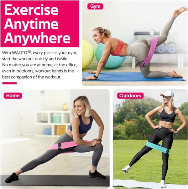 WALITO Resistance Bands for Legs and Butt, Fabric Exercise Loop Bands Yoga, Pilates, Rehab, Fitness and Home Workout, Strength Bands for Booty - Image 6