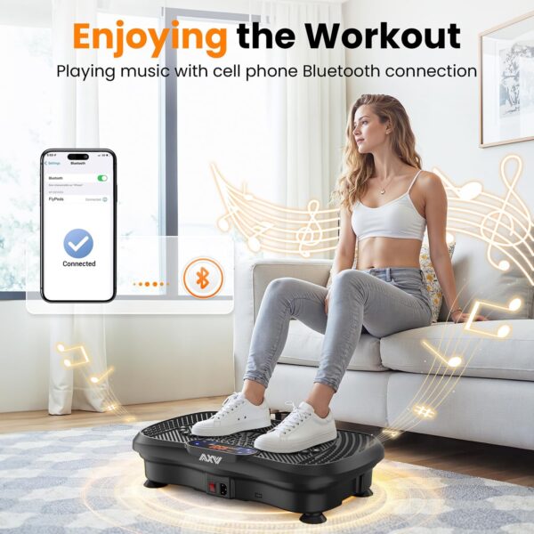 AXV Vibration Plate Fitness Platform Exercise Machine Vibrating Lymphatic Drainage Shaking Full Body Shaker Workout Vibrate Stand Shake Board Sport Gym for Weight Loss Fat Burner for Women Men - Image 4