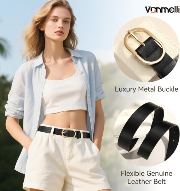 VONMELLI 3 Pack Women's Belts for Jeans Pants Fashion Gold Buckle Ladies Dress Belt - Image 5