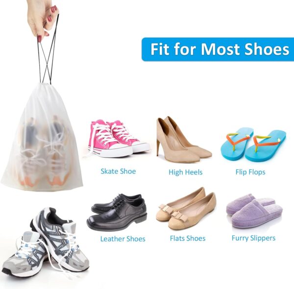 Clear Shoe Bags for Travel 5 PCS, 15.7" x 11.8" Travel Shoe Bags for Packing, Waterproof Drawstring Travel Shoe Storage Bag, Travel Essentials for Men and Women - Image 6