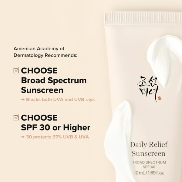 Beauty of Joseon Daily Relief Sunscreen for face Sun moisturizing with Broad Spectrum SPF 40 Korean sunscreen skincare 50ml, 1.69 fl.oz - Image 3