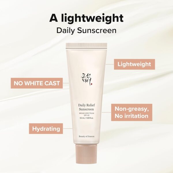 Beauty of Joseon Daily Relief Sunscreen for face Sun moisturizing with Broad Spectrum SPF 40 Korean sunscreen skincare 50ml, 1.69 fl.oz - Image 4