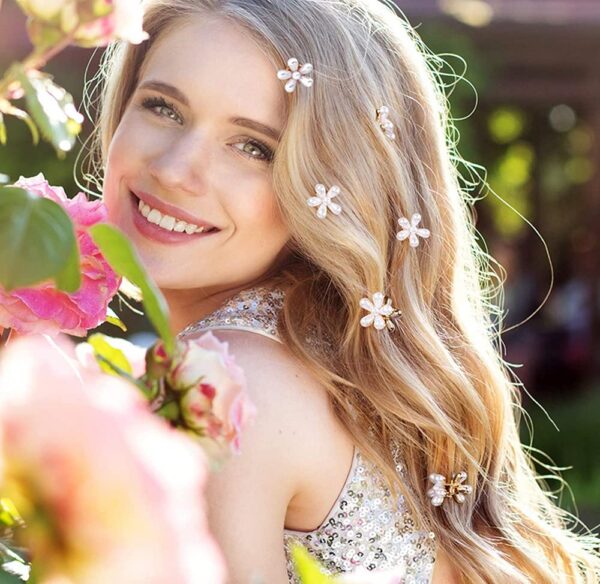 10 Pcs Small Mini Pearl Claw Clips with Flower Design, Sweet Artificial Bangs Clips Decorative Hair Accessories for Women Girls - Image 6