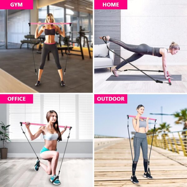 Pilates Bar Kit with Resistance Bands,Pilates Bar with Stackable Bands Workout Equipment for Legs,Hip,Waist and Arm,Exercise Fitness Equipment for Women & Men Home Gym Yoga Pilates - Image 4