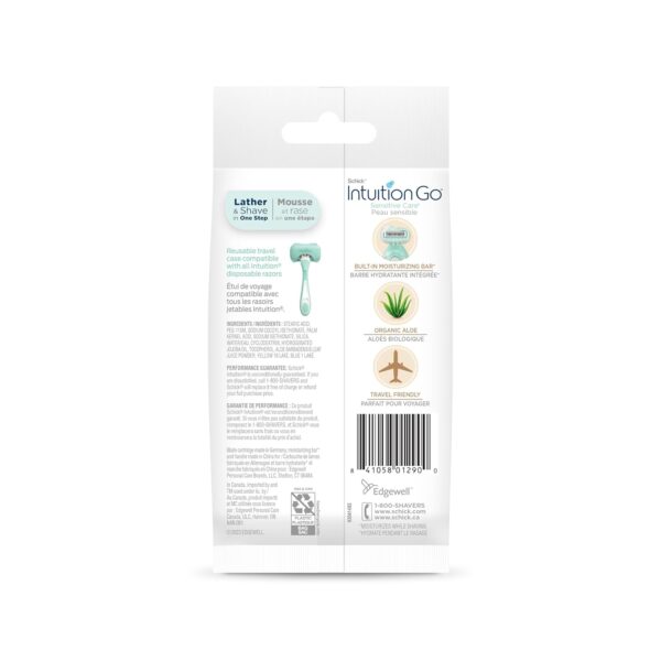 Schick Intuition Go Disposable Travel Razor for Women, 1 Count | Sensitive Skin Razors for Women, Travel Essentials, Womens Disposable Razors with Organic Aloe, Vacation Essentials - Image 9