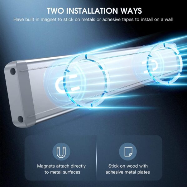 10inch Under Cabinet Lighting, 2 Pack Rechargeable Motion Sensor Light Indoor, 5 Levels Dimmable Magnetic Closet Lights, Wireless Under Counter Lights for Kitchen, Stairs - Image 7