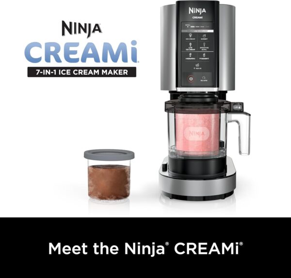 Ninja NC301 CREAMi Ice Cream Maker, for Gelato, Mix-ins, Milkshakes, Sorbet, Smoothie Bowls & More, 7 One-Touch Programs, with (2) Pint Containers & Lids, Compact Size, Perfect for Kids, Silver - Image 16