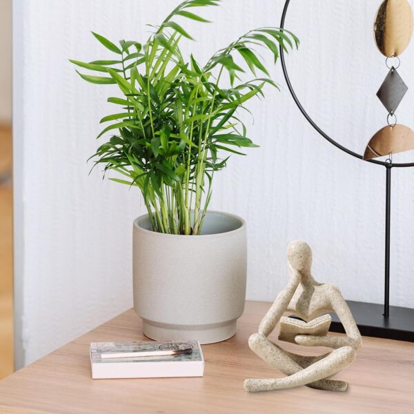 Bookshelf Decor Thinker Statue - Abstract Art Reading Thinker Sculpture Figurine Aesthetic, Modern Home Decoration for Living Room Office Shelves Coffee Table Desk Decor(Beige) - Image 6