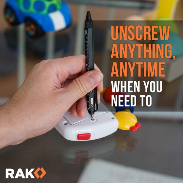 RAK Multitool Pen 2-Pack - Fathers Day Gift, Multi-Tool Pens with LED Light, Flathead & Phillips Screwdrivers, Level, Ruler, Bottle Opener, and Stylus. Cool Gadgets Gifts for Men, Dad, EDC Pen Tool - Image 9
