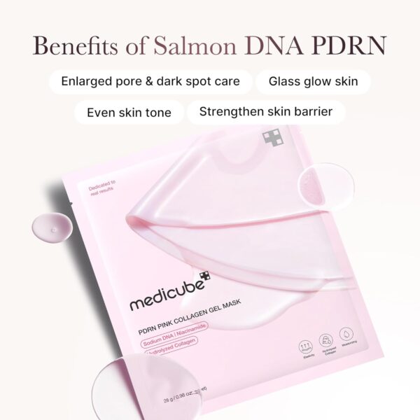 medicube Salmon DNA PDRN pink collagen jelly gel mask | overnight face mask for glass glow skin- elasticity, hydrating, firming and moisturizing | korean skincare, 28g, 4ea - Image 6