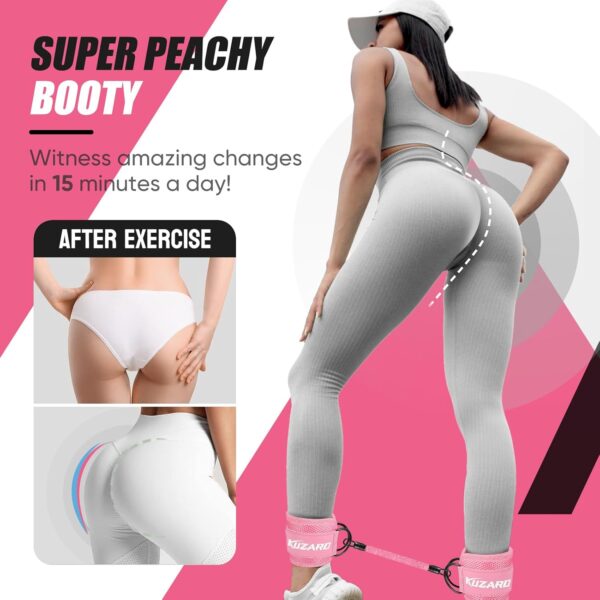Ankle Resistance Bands with Cuffs for Working Out, Resistance Bands for Women, Exercise Bands for Leg and Glute, Booty Workout Equipment for Kickbacks, Butt and Hip Training, Ankle Weights Bands Set - Image 4