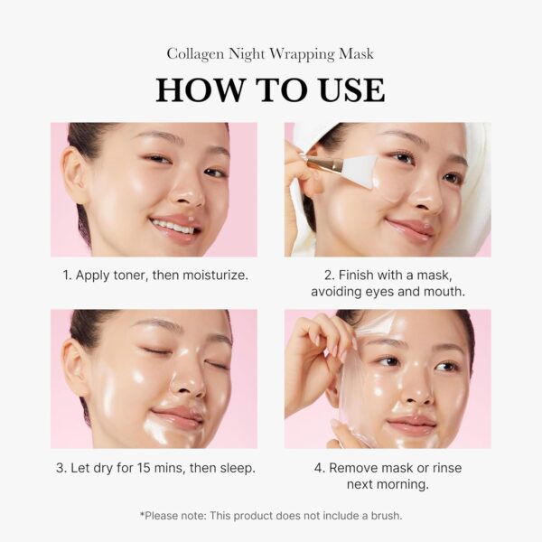 medicube Collagen Overnight Wrapping Peel Off Facial Mask Pack - Elasticity & Hydration Care, Reduces Sagging & Dullness - Hydrolyzed Collagen For Glowing Skin - Korean Skin Care, 2.53 fl.oz - Image 6