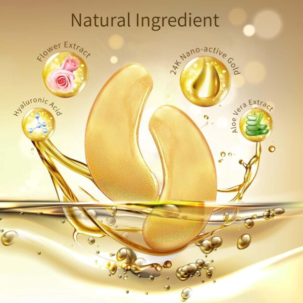 Under Eye Patches, 40 Pairs Eye Mask for Dark Circles, Puffy Eyes, Undereye Bags,Wrinkles,Eye Mask Patches with 24K Gold, Hyaluronic Acid,Rose & Aloe Vera, Eye Treatment Skin Care for Men & Women Gift - Image 4