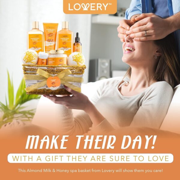Gift Basket for Women - 10 Pc Almond Milk & Honey Beauty & Personal Care Set - Home Bath Pampering Package for Relaxing - Spa Self Care Kit - Thank You, Birthday, Mom, Anniversary Gift - Image 7