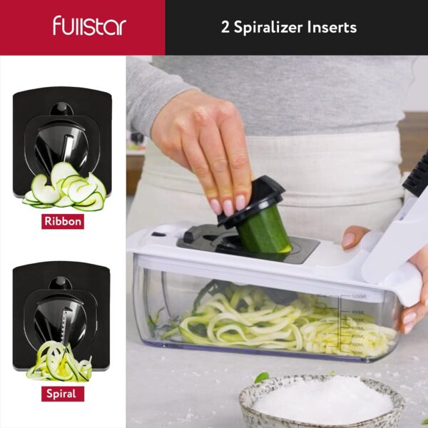 Fullstar Vegetable Chopper and Spiralizer - Food Chopper with Container, Fruit Slicer, Kitchen Gadgets & Accessories, Home Essentials (9 in 1, White) - Image 6