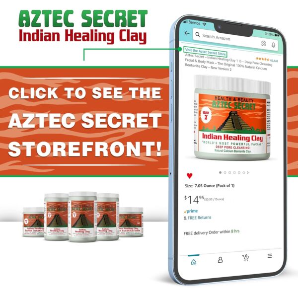 Aztec Secret– Indian Healing Clay 1 lb – Deep Pore Cleansing Facial & Body Mask – The Original 100% Natural Calcium Bentonite Clay – New Version 2 - Image 7