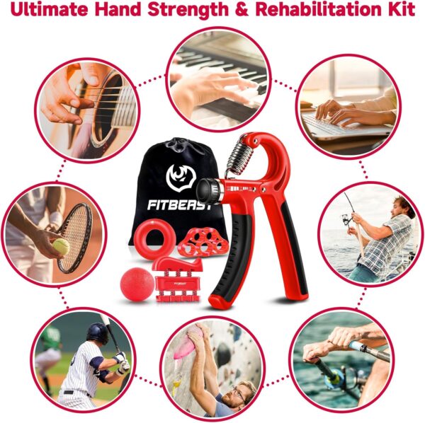 FitBeast Grip Strengthener Forearm Strengthener Hand Grips Strengthener Kit - 5 Pack Adjustable Resistance - Image 6