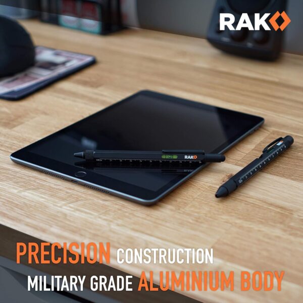 RAK Multitool Pen 2-Pack - Fathers Day Gift, Multi-Tool Pens with LED Light, Flathead & Phillips Screwdrivers, Level, Ruler, Bottle Opener, and Stylus. Cool Gadgets Gifts for Men, Dad, EDC Pen Tool - Image 6