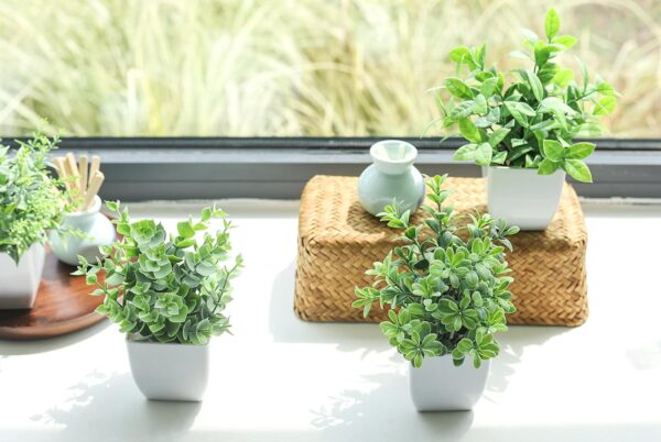Der Rose 4 Pack Fake Plants Mini Artificial Greenery Potted Plants for Home Decor Indoor Office Table Room Farmhouse Bathroom Decor - Image 7
