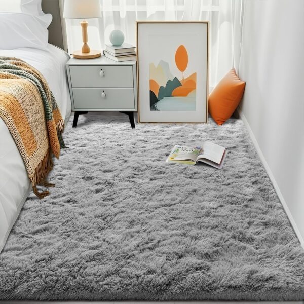 HQAYW Fluffy Area Rugs for Living Room Bedroom, Machine Washable 4x6 Ultra Soft Shag Bedside Rug,Indoor Floor Non-Slip Modern Plush Carpet for Kids,Girls,Boys and Nursery Rooms,Grey - Image 6