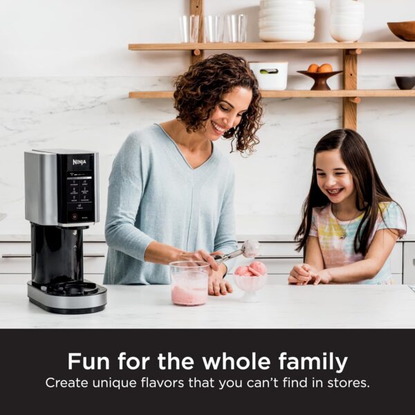 Ninja NC301 CREAMi Ice Cream Maker, for Gelato, Mix-ins, Milkshakes, Sorbet, Smoothie Bowls & More, 7 One-Touch Programs, with (2) Pint Containers & Lids, Compact Size, Perfect for Kids, Silver - Image 7