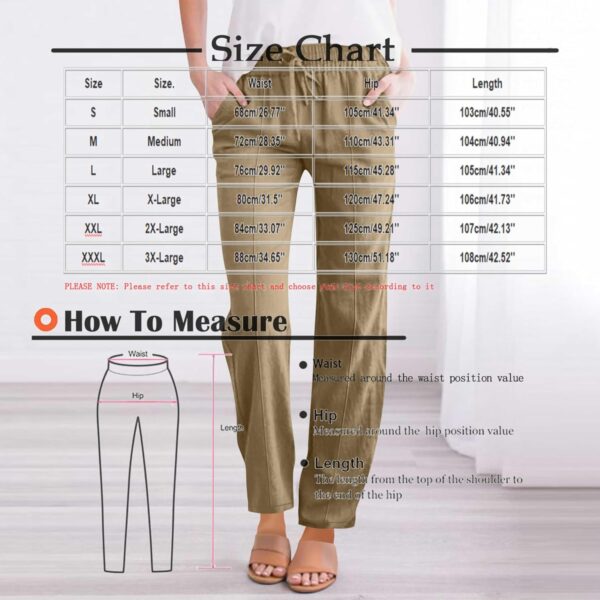 Hvyesh Womens Linen Pants Casual Pants High Waist Drawstring Loose Fit Summer Straight Leg Trousers with Pockets - Image 3