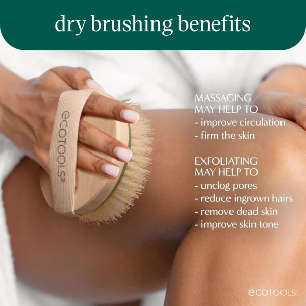 EcoTools Dry Brush, Gentle Exfoliating Scrubber for Skincare and Beauty, Pore Cleansing, Pink - Image 4