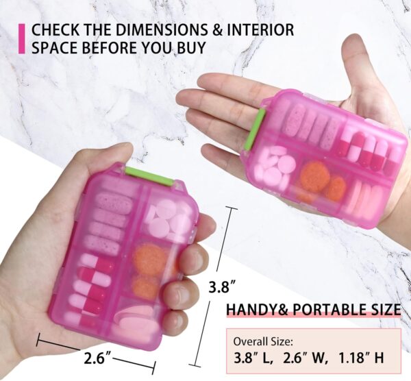 Pill Organizer with Medicine Labels Travel Daily Pill Container Mini Medication Organizer Storage Pill Organizer Travel Essentials Pill Case 7 Day (Pink & 161 Lables) - Image 5