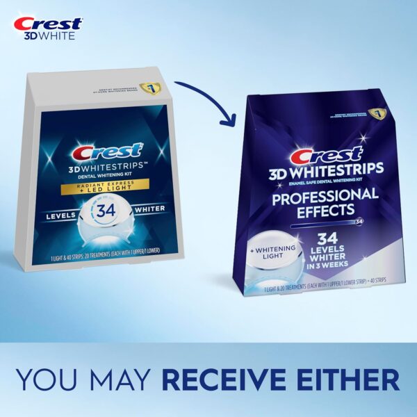 Crest 3D Whitestrips, Radiant Express with LED Accelerator Light, Teeth Whitening Strip Kit, 40 Strips (20 Count Pack) - Image 4
