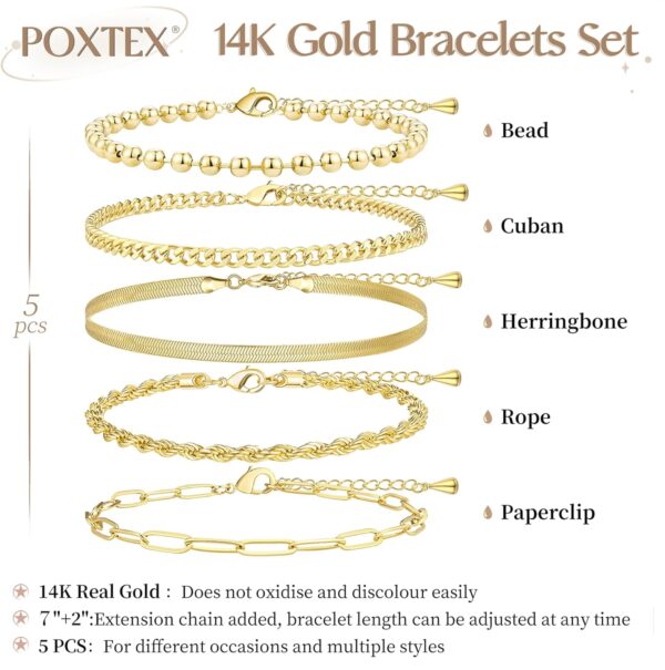 Gold Bracelets for Women,Dainty Bracelets Set for Women Trendy, Gold Bracelets Stack With Beaded, Cuban, Paperclip, Heart, Snake, Rope, Pearl, Cross, Hand Chain, Silver Jewelry Gifts for Women Christmas - Image 8