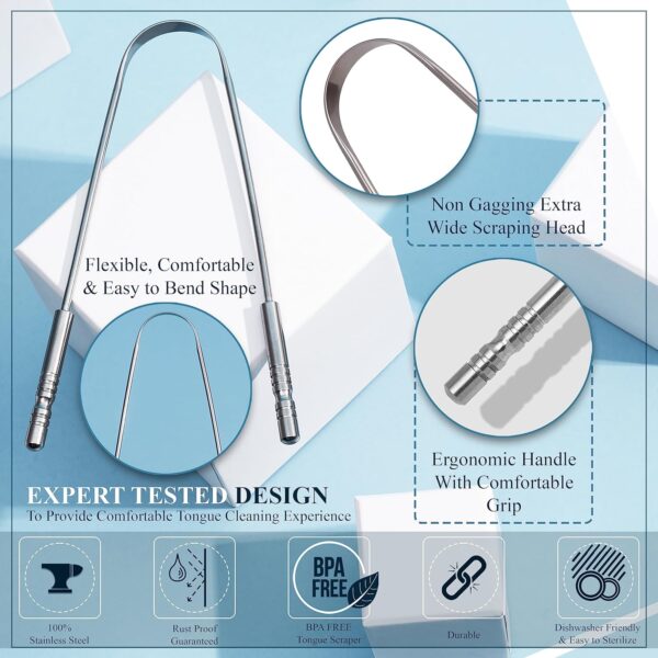 MasterMedi Tongue Scraper with Case Easy to Use Tongue Scraper for Adults, Tongue Cleaner for Oral Care & Hygiene (Single Pack (with Travel Case)) - Image 4