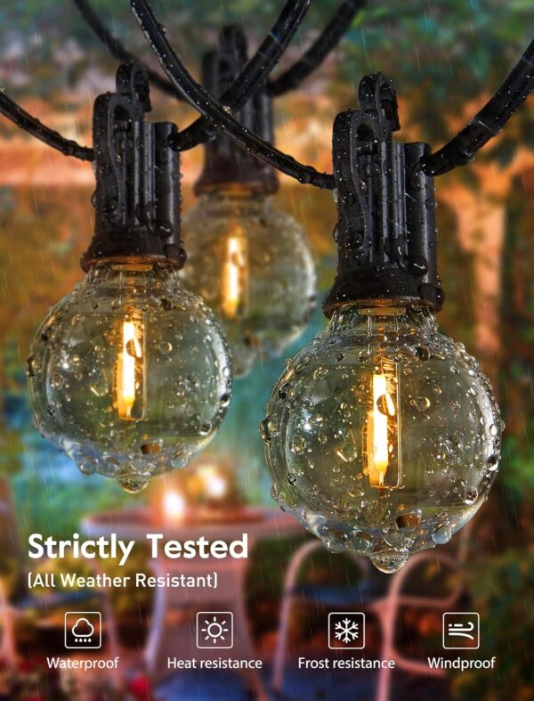 Outdoor String Lights 25 Feet G40 Globe LED Patio Lights with 13 Edison Plastic Bulbs(1 Spare), Waterproof Connectable Hanging Lights for Backyard Porch Balcony Party Decor, E12 Socket Base, Black - Image 5
