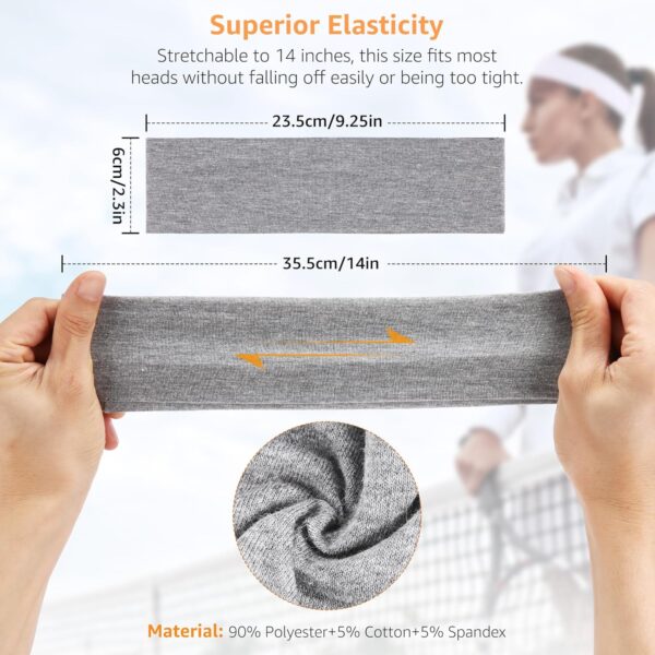 Headbands for Women Non Slip - 7PCS Fashion Sports Hair Bands for Women's Hair, Soft Cotton Cloth Stretchy Headbands for Women for Workout Yoga Running - Image 3