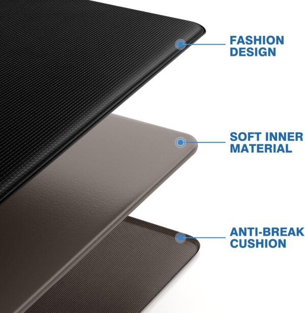 StepRite Kitchen Mats, 2PCS Kitchen Rugs, Cushioned Anti Fatigue Kitchen Mats for Floor, Non-Slip Standing Desk Mat, Waterproof Kitchen Rug Set for Kitchen, Floor, Office, 17.3"x30"+17.3"x47", Black - Image 6