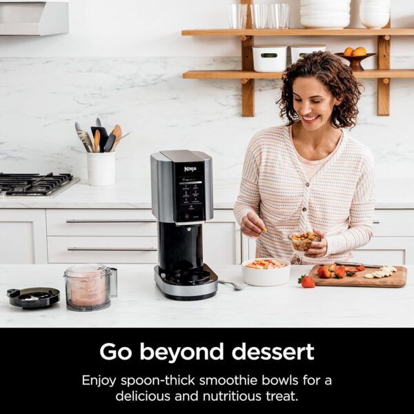 Ninja NC301 CREAMi Ice Cream Maker, for Gelato, Mix-ins, Milkshakes, Sorbet, Smoothie Bowls & More, 7 One-Touch Programs, with (2) Pint Containers & Lids, Compact Size, Perfect for Kids, Silver - Image 13