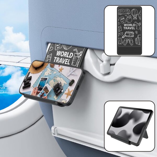 Airplane Phone Holder, Travel Essentials Foldable Travel Phone Stand, Flexible Airplane Tablet Holder for Flying/Desk/Office, Compatible with Tablets, Smartphones - Image 2