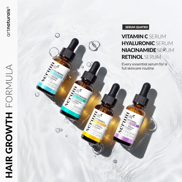 Vitamin C Serum Skin Care 4-Piece Set: Includes Retinol, Hyaluronic Acid & Niacinamide – Anti-Aging, Skin Brightening, Hydrating, Wrinkle Reduction, Dark Spot Corrector – 3-Month Supply – artnaturals - Image 3