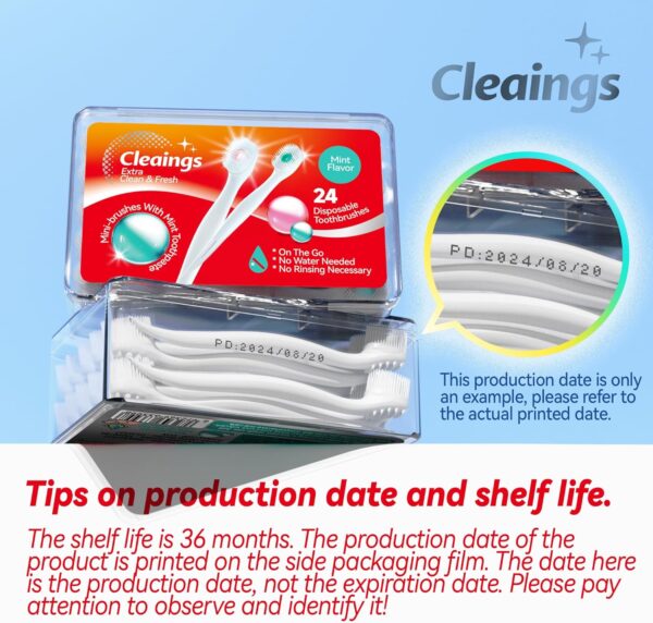 cleaings® Mini Brushes-Disposable Toothbrushes with Toothpaste and Pick for Work or Travel, 24 Count (Mint Flavor（Pack of 1）) - Image 3