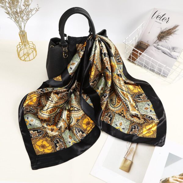AWAYTR 35” Large Square Satin Head Scarf - 3Pcs Satin Hair Scarves Silk Bandana Scarf Headscarf Silk Feeling Scarf for Women - Image 9