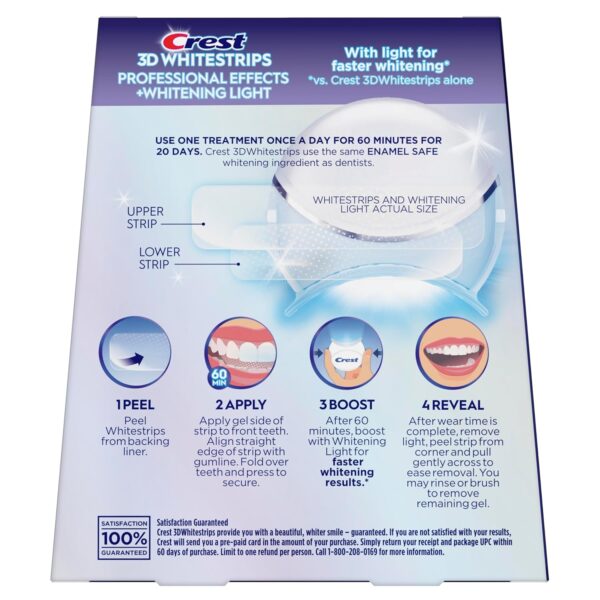 Crest 3D Whitestrips, Radiant Express with LED Accelerator Light, Teeth Whitening Strip Kit, 40 Strips (20 Count Pack) - Image 10